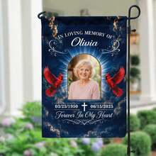 Customized New Flags Personalized DIY Remembering The Garden Flag Guardian Angel Sympathy Quote Custom Photo Pattern Yard Exterior Decor Suitable For Grave Lawn Courtyard Home Styling For Halloween Thanksgiving Christmas Back To School Season - Multicolor - View 2