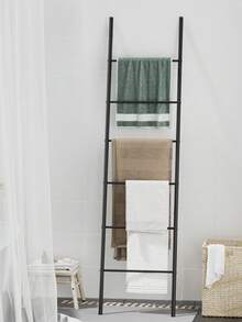 1pc Black 6-Tier Freestanding Blanket Ladder, Wall-Mounted Iron Practical Rack, Dual-Function Towel And Clothing Rack, Durable Iron Structure, Easy To Assemble - Multicolor - View 6