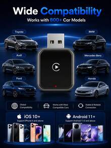 XF.Meraki 無線 CarPlay 轉接器，兼容 Apple CarPlay，輕鬆將有線 CarPlay 升級為無線，即時連接，自動重新連接，超迷你 CarPlay 轉接器，適用於內建 CarPlay 的汽車，汽車配件 - 無線carplay適配器 - 查看 7