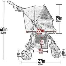 2026-NEW:Trails Lite carriola para mascotas para gatos/perros, entrada con cierre, fácil de plegar con forroíble, correa de , cesta de almacenamiento, gris titanio - Negro - Ver 3