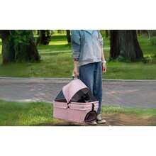 2026-NEW:Para Mascotas Plegable, Transportadora Para Perros Y Gatos, 4 Llantas 360 ° , Ruedas De Alta Resistencia, Canasta De Almacenamiento, Ventana De Red, Forro Removible, Plegado Rápido - Rosa Roja - Ver 2