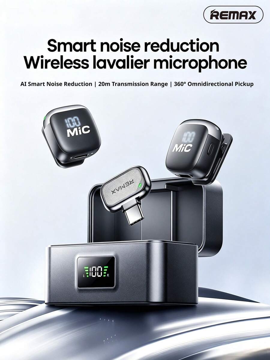 REMAX K27 Clip-On Wireless Microphone, Intelligent Noise Reduction, Long Battery Life, Suitable For Video Shooting, Live Streaming, Interviews, Recording, 1-To-2 - View 1