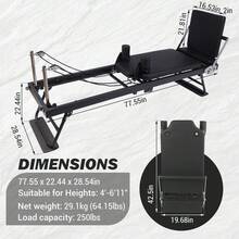 Collapsible Pilates Reformer Machine For Home Gym – Studio-Grade, Dual Resistance (Springs & Cords), Heavy Duty, Quiet & Portable, Ideal For Beginners & Advanced Users - Black 1 - View 8