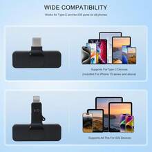 Paquete de 2 Micrófonos Inalámbricos de Solapa - Micrófono Lavalier con Reducción de Ruido - Plug and Play para iPhone, iPad y Android - para Podcast - 1 - Ver 6