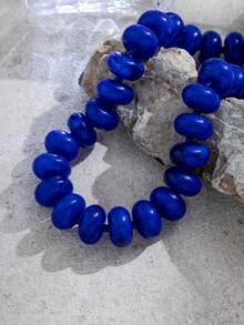 1 buah Kalung Manik-Manik Minimalis Fashion Wanita Warna Permen Dopamin Berlebihan, Serbaguna untuk Pemakaian Sehari-hari (Warna Tie-Dye Acak) - Royal Blue - View 3
