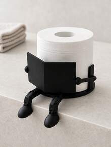 Creative Personalized Human-Shaped Toilet Paper Holder, Unique Newspaper Reading Toilet Paper Holder, Used For Toilet Paper Storage And Organization, Unique Home Decor And Desktop Storage, Suitable For Bathroom, Bedroom And Living Room Storage And Decoration - Multicolor - View 12