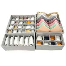 4pcs Multi-Size Modular Underwear Storage Boxes, Freely Combinable And Detachable Drawer Dividers, Large Capacity Foldable Non-Woven Fabric Organizer Boxes For Bras, Panties, Socks - Grey - View 14