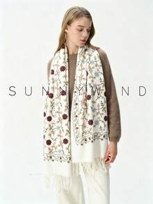 1pc Women's Embroidered Ginkgo Leaf Casual Fashion Versatile Autumn/Winter Daily Wear - White - View 5