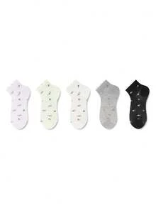 ZUJO 5 Pairs Women's Short Socks, Floral Pattern, Breathable Non-Slip Comfortable, Suitable For Home And Travel, All Season, Random Color - Multicolor - View 5