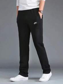 Nike Sportswear Club Men's Classic Knit Straight Leg Sporty Casual Pants - Black - View 3
