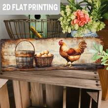 2D Flat - 1pc Farm Chicken And Egg Iron Sign - Vintage Farmhouse Harvest Theme, Wall Decor For Kitchen, Dining Room, Country Home, Retro Mural | Durable Iron Sign, Chicken Decor (Random Style) - A - View 1