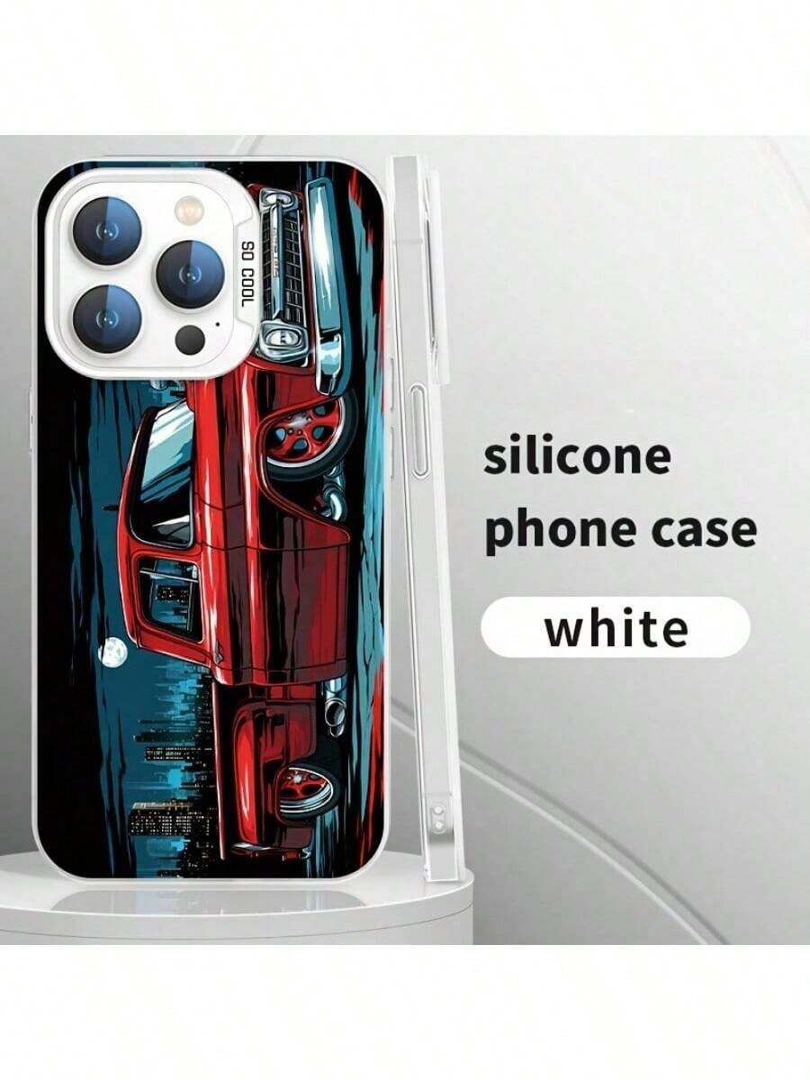Phone Case, For 11 ProMax/11Pro/11, 15/14/13/12/16 Plus All Series, With Red Car Pattern, Shockproof, Anti-Scratch, Anti-Fingerprint Covers, Portable, Convenient Mobile Phone Protective Shell - 銀色 - 查看 1