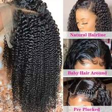 Uveous 13x4 Lace Front Wigs Human Hair 30 40 Inch JerryCurly HD Transparent Lace Front Wigs Human Hair Pre Plucked Natural Color 200 Density With Baby Hair For Women - 黑色 - 查看 4