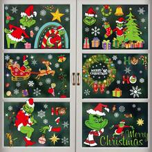 The Grinch 30件組聖誕窗貼，聖誕樹花環標誌 2026新年 | 綠色紅色貼紙貼花裝飾，Stink Stank Stunk 趣味冬季假期居家廚房裝飾 - 多色 - 查看 4