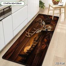 1pc, 2pcs, 3pcs, 2D Flat Kitchen Floor Mat Set, Woodland Deer Scene Floor Rug, Autumn Forest Hunting Lodge Decorative Kitchen Mat, Easy-To-Clean Indoor Bathroom Mat, Suitable For Kitchen, Bathroom, Laundry Room, Dining - Multicolor - View 4
