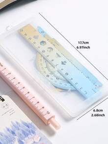 Juego de 4 reglas metálicas con degradado estilo macaron, regla de 15 cm, kit de herramientas de medición de varias piezas, ampliamente utilizado para tareas de matemáticas, dibujo técnico y diseño de scrapbooking - Gobernante - Ver 2