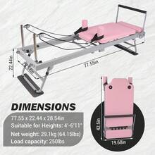 Collapsible Pilates Reformer Machine For Home Gym – Studio-Grade, Dual Resistance (Springs & Cords), Heavy Duty, Quiet & Portable, Ideal For Beginners & Advanced Users - Pink - View 8
