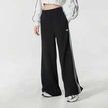 Adidas New Clover Women's Loose Straight-Leg Wide-Leg Knit Pants - Black and White - View 2