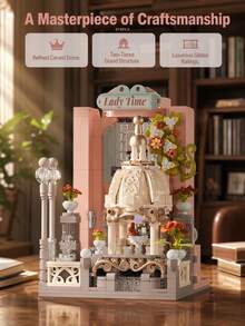 978pcs Pastel European Pavilion Architecture Set, Adult Vintage Luxury Courtyard Building Model, Living Room Side Table And Bookshelf Decor, Exquisite Gift For Women, Choice For Architectural Miniature Model Collectors - Multicolor - View 1