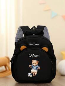 Mini Customizable Cartoon Bear Football Backpack Nylon Zipper Bag With Adjustable Shoulder Strap For School, Toddler Backpack - Multicolor - View 32