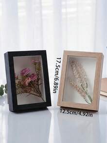 1 قطعة إطار صندوق ظل بنقشة خشبية، إطار عرض عميق مجوف DIY، صندوق تخزين مكتبي وقابل للتعليق على الحائط، مناسب للزهور المجففة وعينات النباتات والحرف اليدوية والتذكارات، ديكور غرفة النوم وغرفة المعيشة البسيط - متعدد الألوان - مشاهدة 4