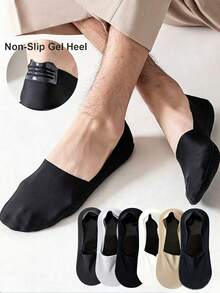 1/3/6/12 Pairs Men's Solid Color Breathable Soft Nylon Low-Cut Invisible Socks With Anti-Slip Gel Heel, Suitable For Sports Or Daily Wear - Multicolor - View 11