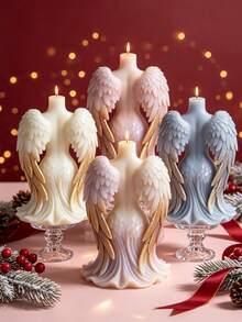 Molde de silicona para velas con vista trasera de alas de ángel, silicona de alta flexibilidad, desmolde suave, adecuado para cera de soja, yeso aromático, creación de jabón hecho a mano DIY - Diosa con alas - Ver 1