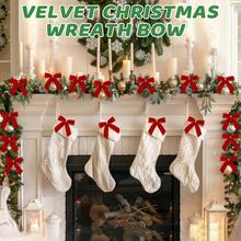 Small Red Christmas Velvet Bow With Ribbon, Christmas Tree Bow For DIY Christmas Crafts, Wreaths, Home Decor, Gift Wrapping - Multicolor - View 5