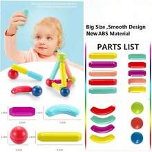 Magnetic Building Blocks Set Children's Toy Magnetic Rods And Magnetic Cubes Montessori Educational Toy Suitable For Boys And Girls - Multicolor - View 5