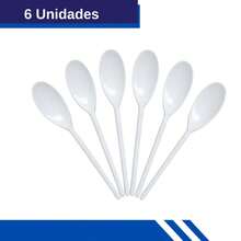 Colher de Polietileno Kit de 6 unidades indicada para mexer massas, molhos, arroz, carnes moídas, doces e diversas outras preparações culinárias uso doméstico e Restaurantes - Branco - Visão 1
