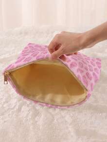 1 pieza Bolsa de cosméticos portátil con estampado de leopardo, bolsa de maquillaje con cremallera de patrón de doble cara, organizador de artículos de tocador multifuncional para viajes - Multicolor - Ver 4
