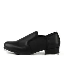 Women's Classic Black Tap Dance Shoes, Slip-On Metal Sole Low Chunky Heel Professional Practice And Performance Tap Shoes - Black - View 11