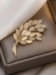 Premium Wheat Ear Brooch, Niche Design, High-End Anti-Exposure Chest Flower Pin Buckle, Light Luxury Clothing Accessory - Gold - View 6