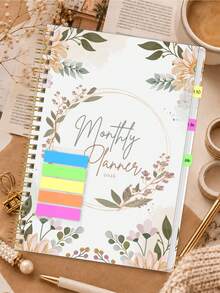 1pc 2026 Floral Monthly Planner For Women, Jan-Dec Calendar With Gold Spiral & To-Do Pages, Office Desk Accessories Note Books For School Teacher Accessories, Halloween Gifts - A - View 6