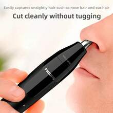 Philips Nose Hair Trimmer, 360° Rotating Blade Head, Washable, Automatic Shaving, NT1620/14 Model, Battery Not Included - Black - View 5