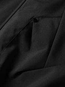 1pc Men's Pure Black Hooded Jacket, 3D Cut Body, Elastic Cuffs, Suitable For Urban Daily Wear, Great Gift - Black - View 7