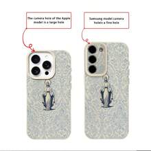 1pc TPU Material Vintage Distressed Blue Pattern Virgin Mary Phone Case Compatible With IPhone 17 Pro Max/17/16 Pro Max/15/13/12/11/ S20 FE/A15/S24/A55/ Note 11/Note 12/Note 13 Pro Full Coverage Anti-Drop Soft Shell Protective Cover - White - View 8
