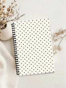 Campus Style Minimalist Polka Dot Notebook, Fresh Black And White Polka Dot Cover Student Writing Office Record Diary - Pink Brown Polka Dot Notebook, Ideal Choice For Back To School Supplies, Learning Supplies - Perfect Gift For Students - Exquisite Storage And Planner Notebook, Decorated With Polka Dot Theme - Very Suitable For Daily Use And Organization. - Multicolor - View 2