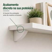 Kit 30 Suportes Tucano MDF 15mm Fixador Invisível Para Prateleira Preto e Branco - Branco - Visão 8