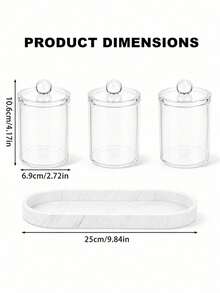 Bathroom Vanity Accessory Set, Minimalist Cosmetic Storage Organizer, Cotton Pad Dispenser And Cotton Swab Holder With Black Tray, Cotton Pad Storage Canister, Cotton Pad, Cotton Ball And Cotton Swab Storage Rack - Multicolor - View 11
