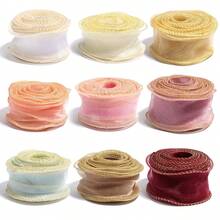 5 Yards/Pack Gold Edge Wavy Fish Tail Mesh Ribbon, Multiple Colors Available - 4.5cm Wide, Perfect For Gift Wrapping, Wedding Decor, Crafts, Bow Making And Floral Arrangements, Multi-Functional Ribbon | Floral Ribbon, Craft Ribbon, Hair Bow Material - Multicolor - View 7