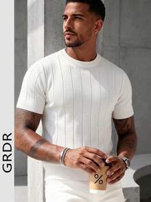 GRDR Sweater Rajut Lengan Pendek Pria Musim Panas, Kasual Sporty, Cocok untuk Olahraga Luar Ruangan, Item Fesyen Musim Panas - Putih - View 3