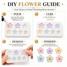 1件 7格桂花矽膠模具，迷你花朵樹脂模具，DIY珠寶耳環吊墜配件製作，情人節婚禮手工藝材料 - 白色 - 查看 3