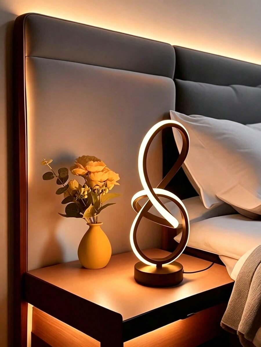 1pc Modern Spiral Creative Desk Lamp, Minimalist Adjustable LED Atmosphere Light, USB Powered Night Light With 3 Color Temperatures, Plug-In LED Lamp, Holiday Gift For Family And Friends On Christmas And Halloween - Multicolor - View 1