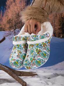Winter Fuzzy Lined Clogs Anti Slip Warm Plush Indoor Outdoor Hole Slippers - Multicolor - View 6