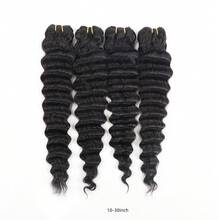 4 Bundles 12A Grade Deep Wave Curly Hair, 100% Virgin Human Hair Bundles, Unprocessed Human Hair Extensions, Deep Wave Curly Hair Bundles, Natural Black, Dyeable And Bleachable - Black - View 10