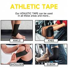 1 Roll Black Athletic Sports Tape Roll, Easy To Tear Without Sticky Residue For Outdoor Sports Fixing - Black - View 8