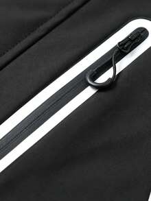 Men's Stand Collar Colorblock Patchwork Jacket, Versatile Cardigan Outerwear, Street Style Minimalist Design Long Sleeve Coat, Daily Outdoor Multi-Scenario Wear Stand Collar Top - Black and White - View 6