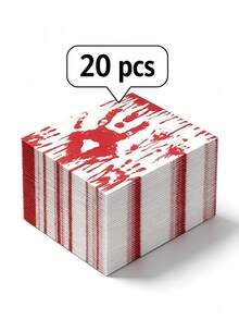 40PCS/20PCS Bloody Handprint Square Paper Napkins – Disposable Halloween Party Tableware & Festive Decor,Halloween Decor,Halloween Home Decor - A - View 8