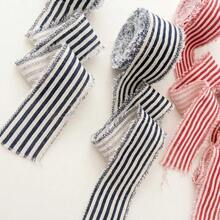 2 Rolls 3.8cm*10yards Total Striped Frayed Edge Ribbon, Christmas Decoration Packaging Ribbon, Holiday Decorative Ribbon - View 8
